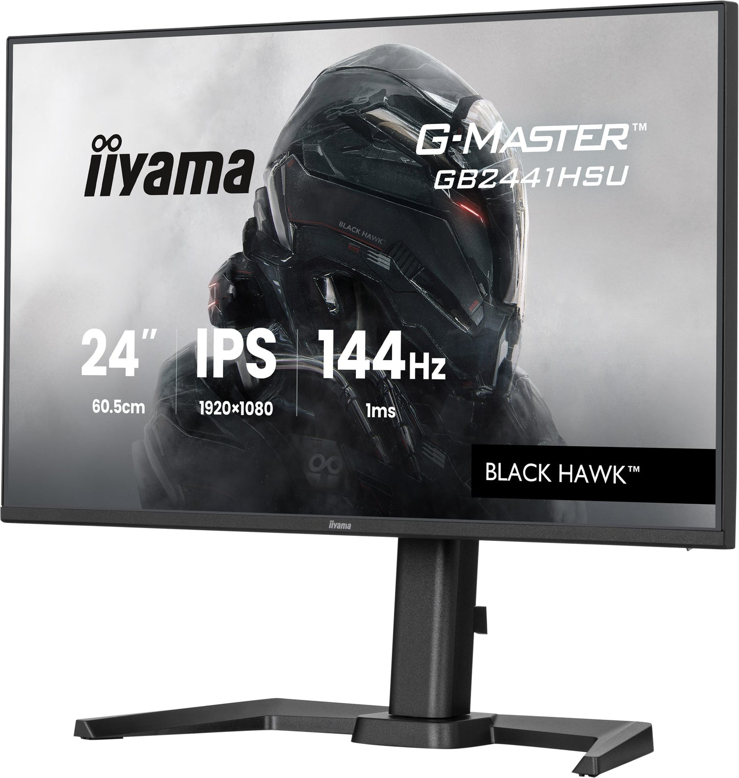 IIYAMA 24WIDE LCD, G-Master Black Hawk, 1920 x 1080, 144 Hz IPS panel, LED Bl., Freesync,  USB-Hub(2xOut v2.0), Pivot, Height Adjust.(15cm)