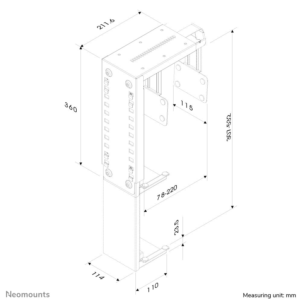 NewStar PC houder - hoogte: 30-53cm. breedte: 80-220mm