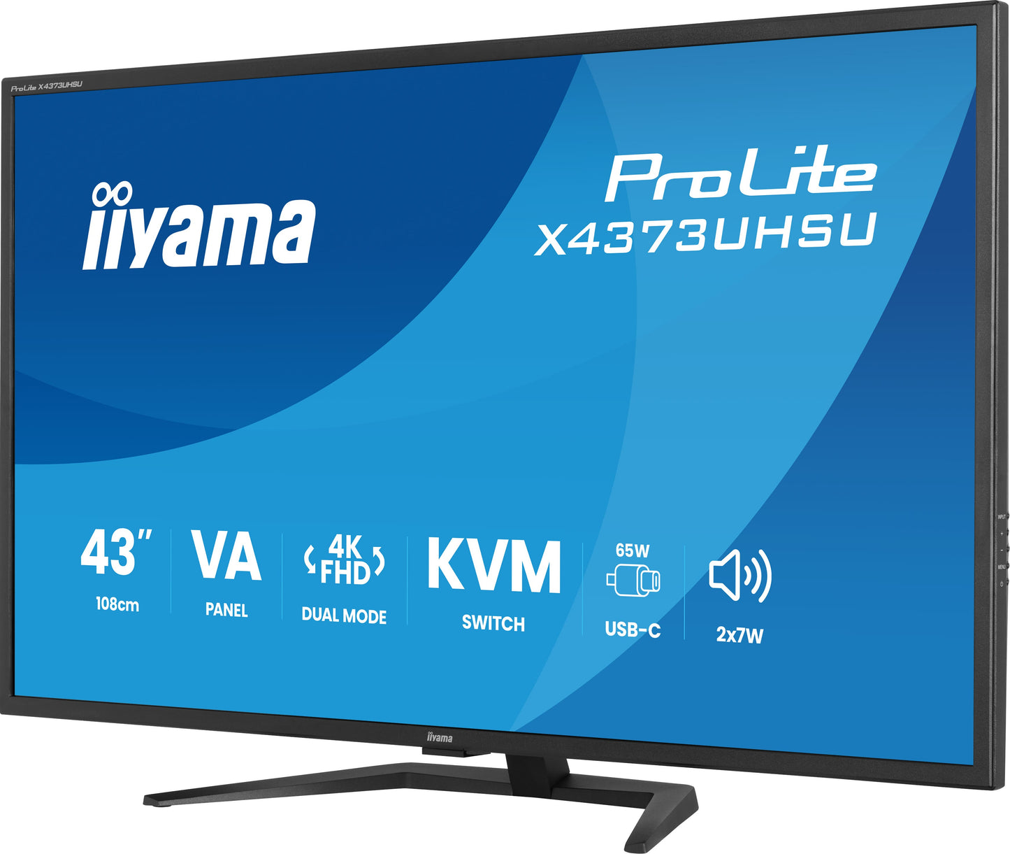 IIYAMA X4373UHSU-B2 43inch VA Dual Mode DLG UHD/FHD 120Hz 450cdm2 3ms 2xHDMI DP KVM PBP&PIP 2xUSB 3.2 2xUSB Type-C Speakers Remote
