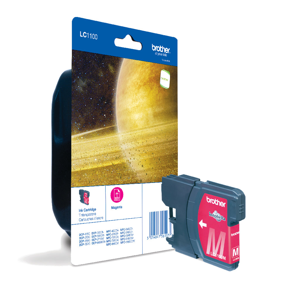 BROTHER LC-1100 inktcartridge magenta standard capacity 7.5ml 325 paginas 1-pack blister zonder alarm