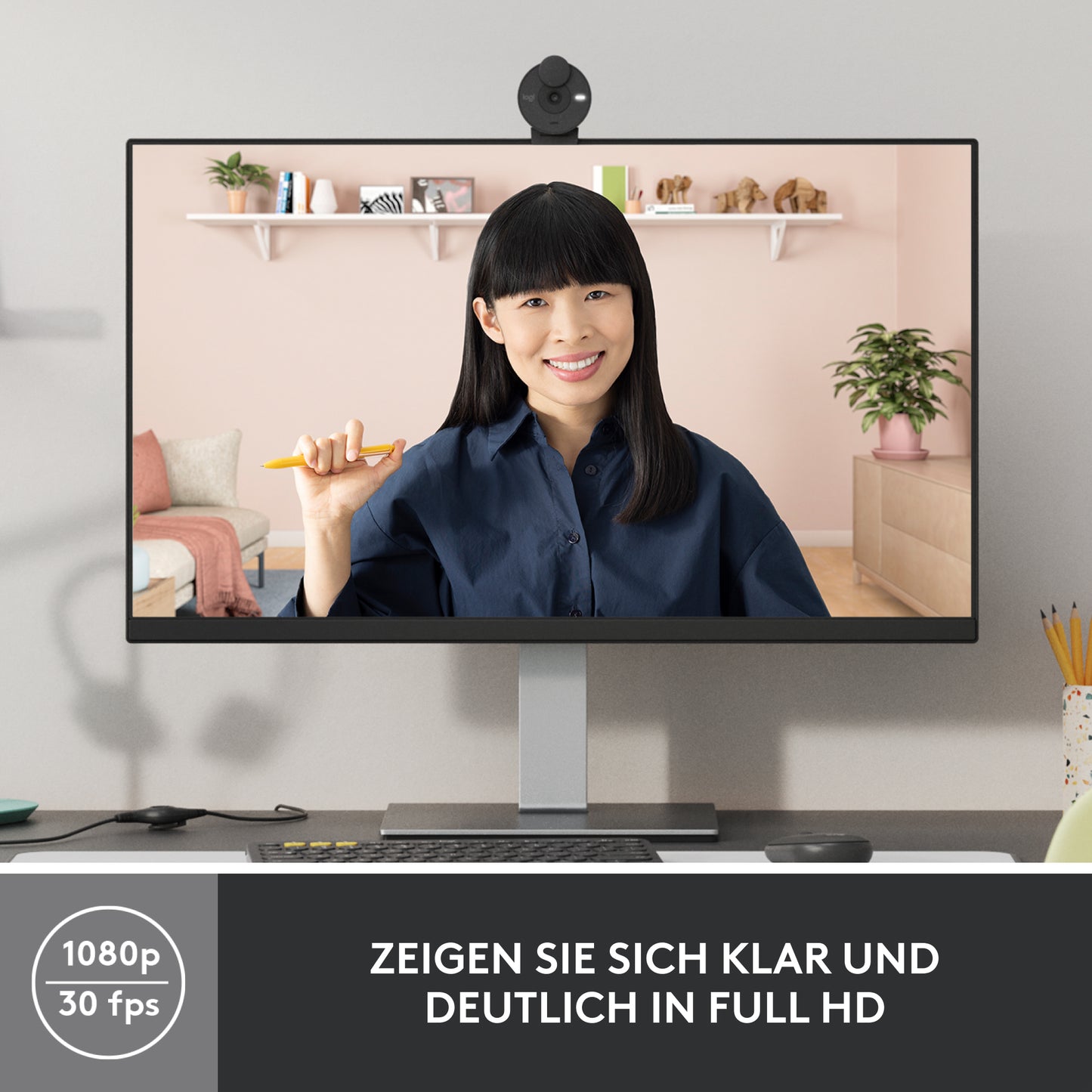Logitech Brio 300 Full HD Webcam met Afdekbare Lens, Microfoon met ruisonderdrukking, USB-C