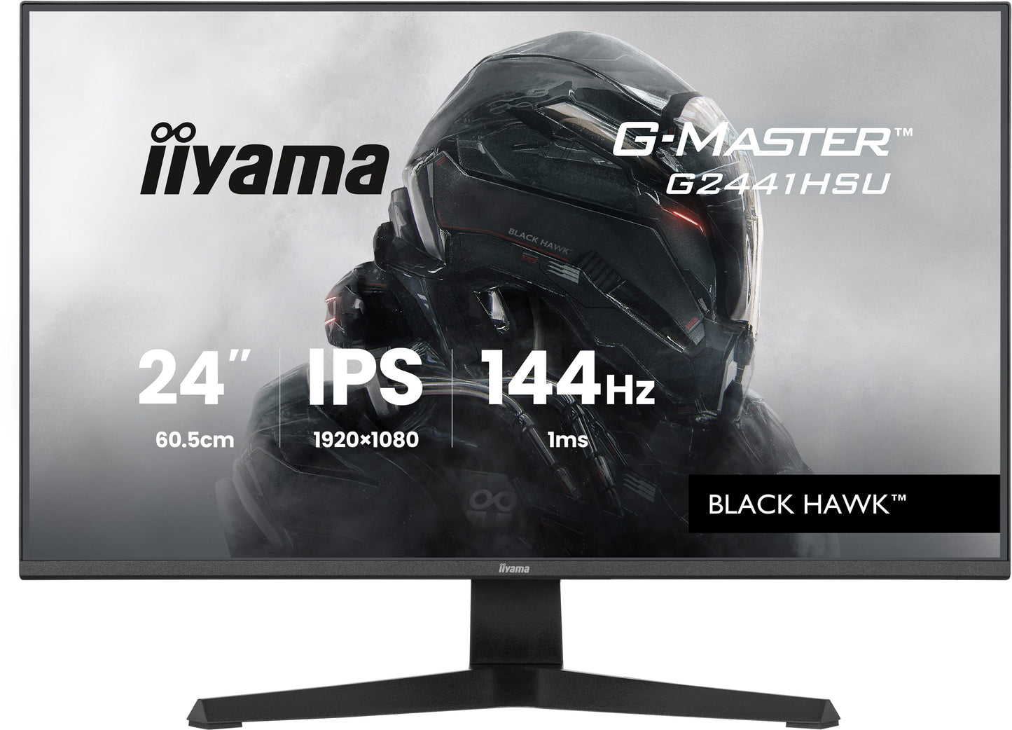 IIYAMA 24WIDE LCD, G-Master Black Hawk, 1920 x 1080, 144 Hz IPS panel, LED Bl., Freesync,  USB-Hub(2xOut v2.0), 350 cd/m², 1500:1 Static Co