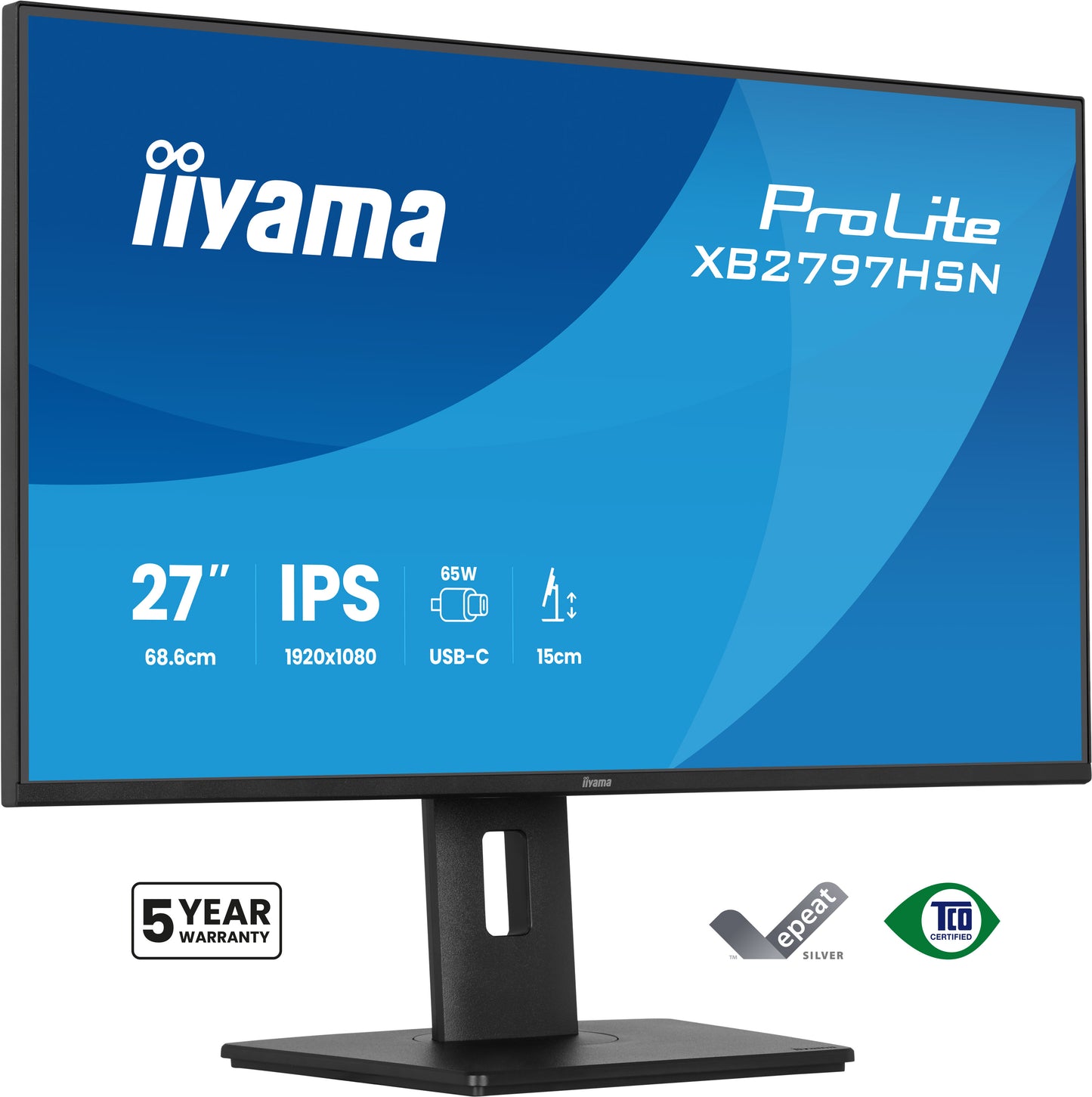 Iiyama Prolite XB2797HSN-B1 27WIDE LCD, 1920 x 1080, 100 Hz IPS panel, LED Bl., Adaptive Sync, USB-Hub (2xOut v3.2 +2xUSB-C(7,5 Watt)), Piv