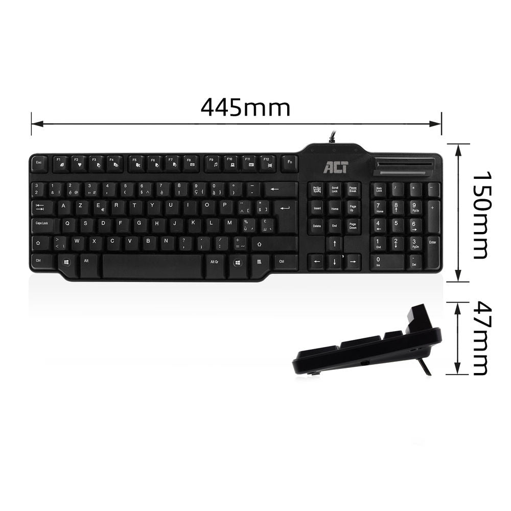 ACT Keyboard Belgium lay-out USB Smart Card ID Reader