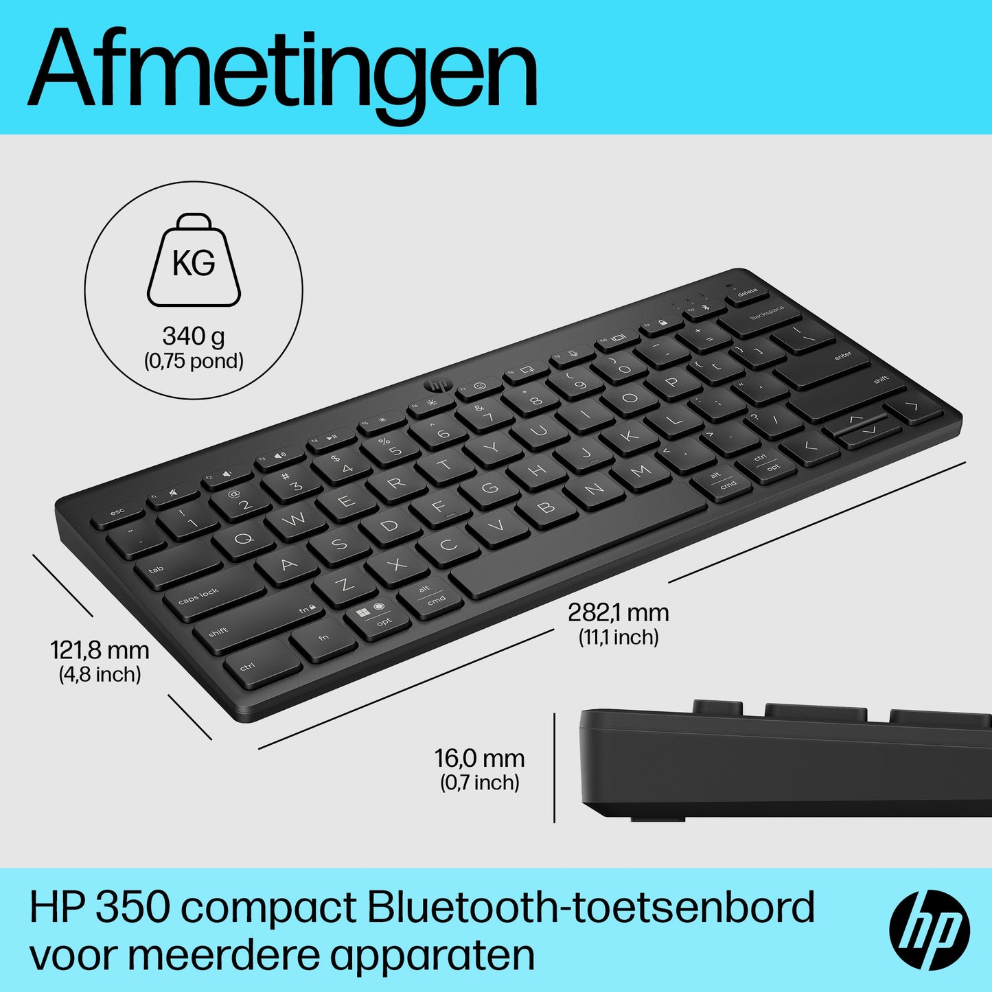 HP 350 Black Compact Multi-Device Keyboard BEL