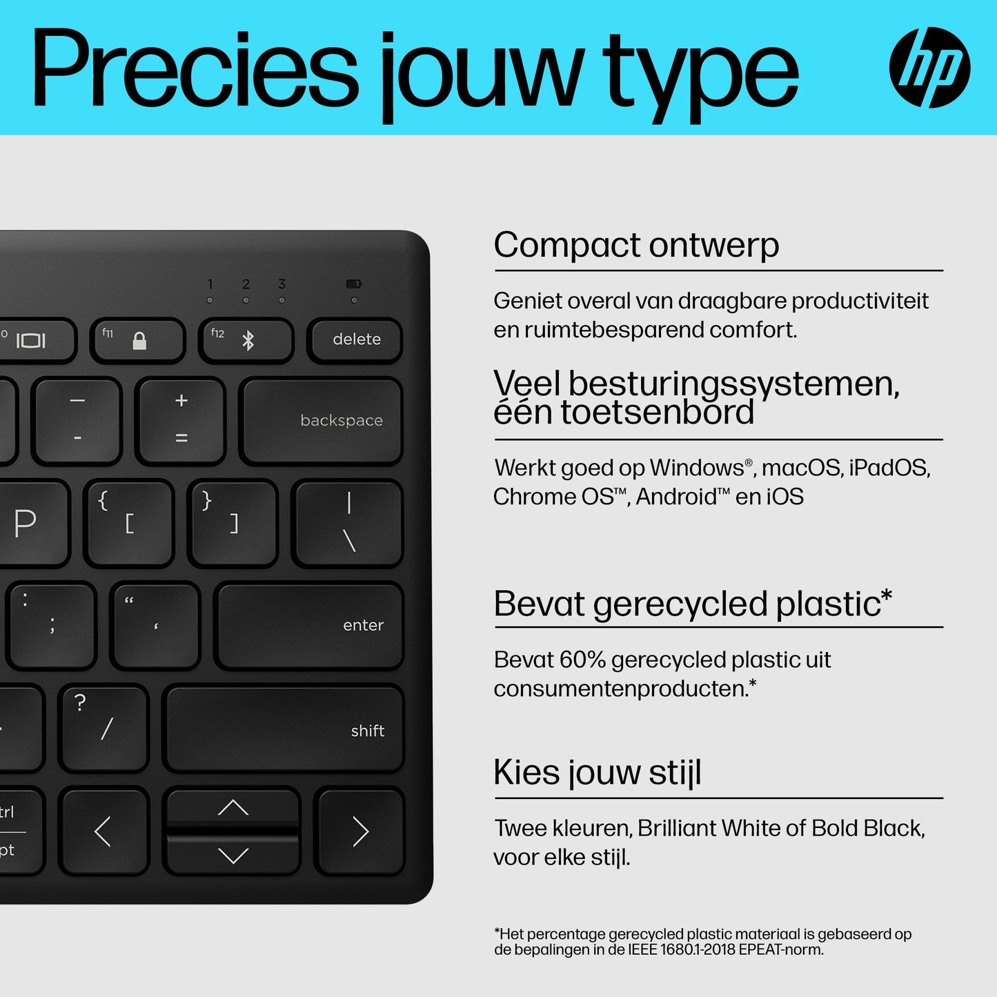 HP 350 Black Compact Multi-Device Keyboard BEL