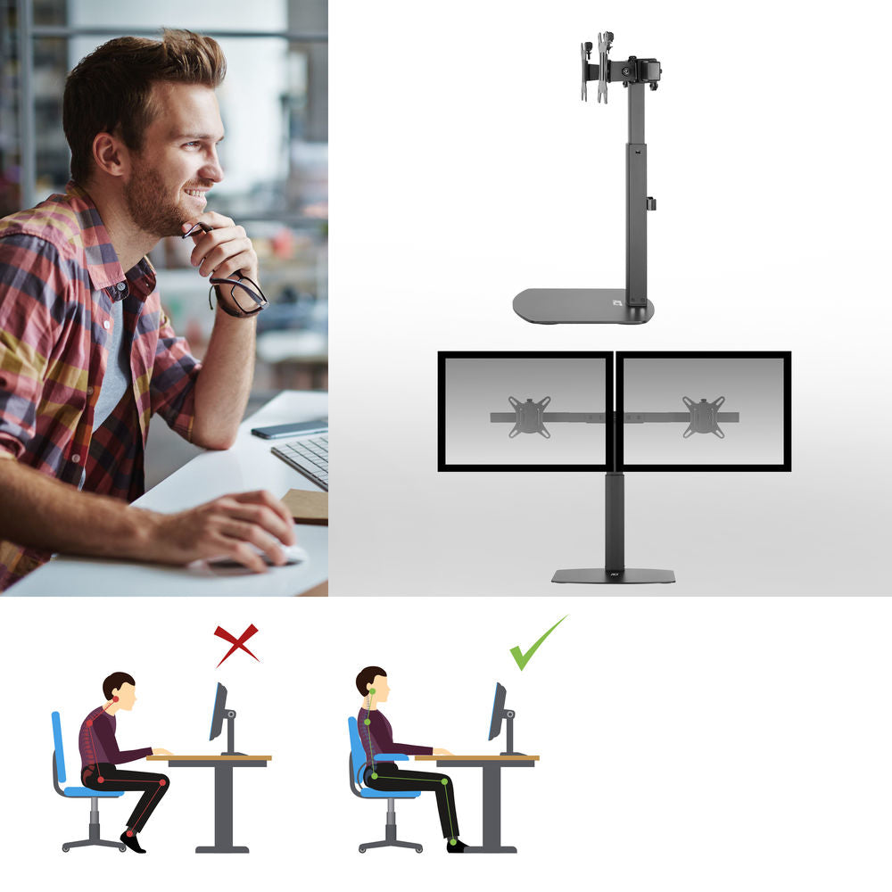 ACT Monitor desk stand gas spring crossbar 2 Screens