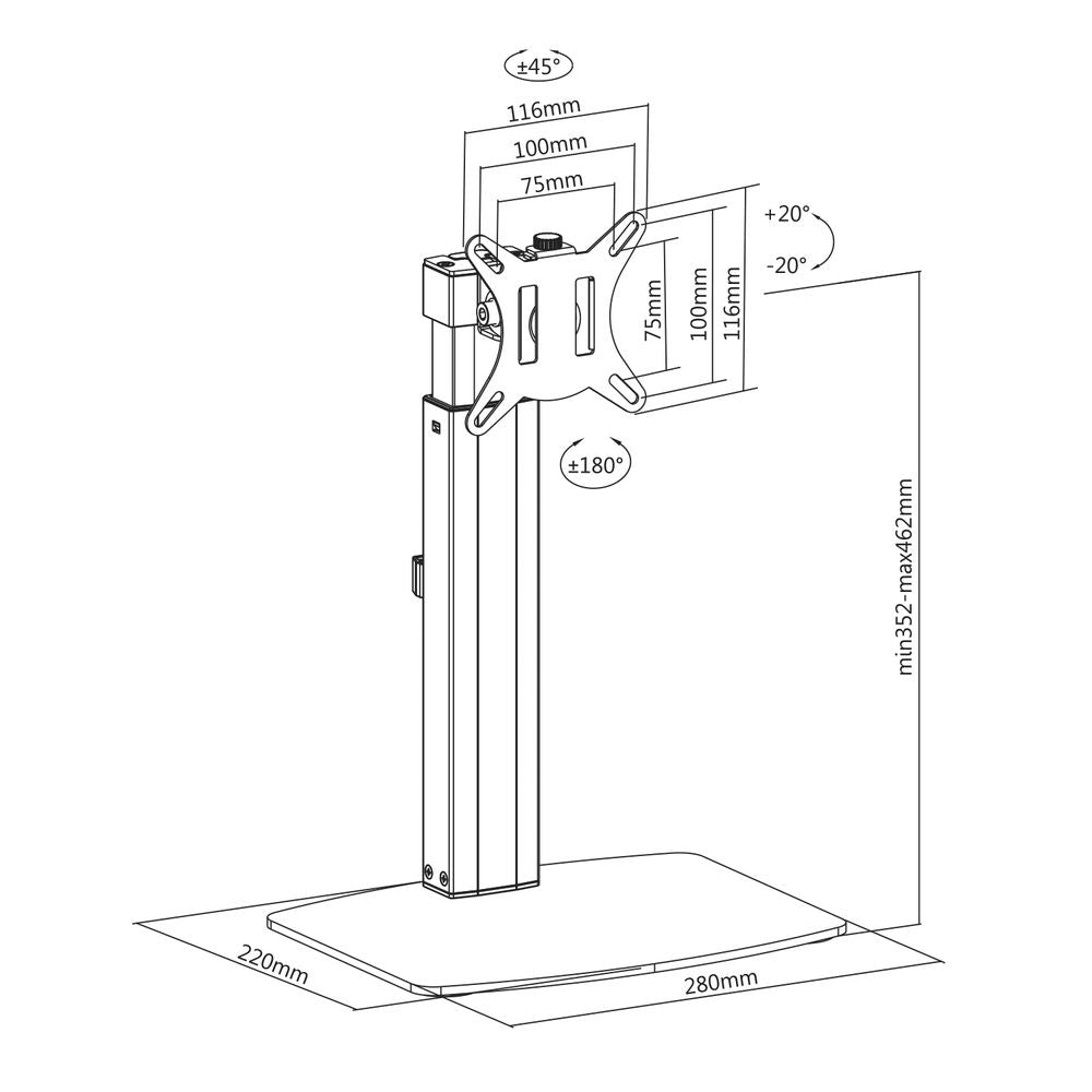 ACT Monitor desk stand gas spring 1 Screen
