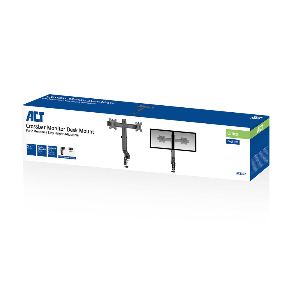 ACT Monitor desk mount stand crossbar 2 Screens, easy height adjust