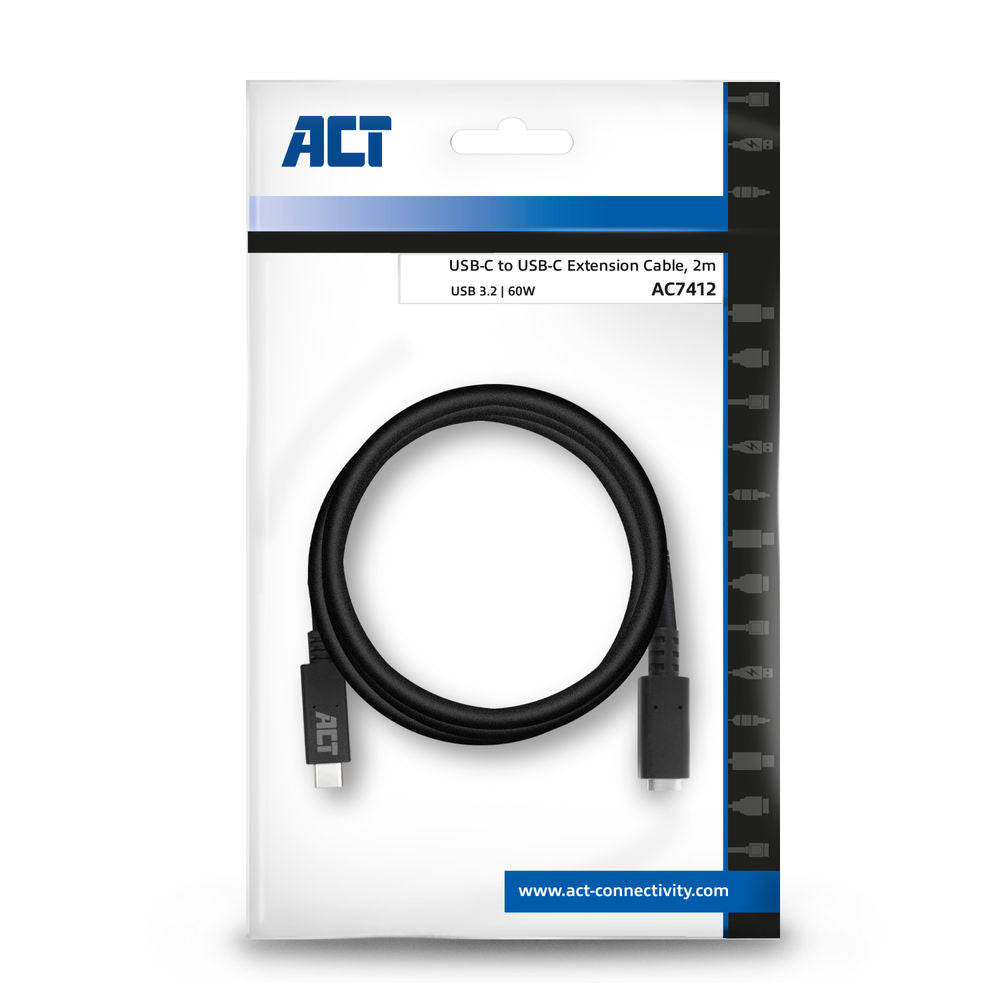 ACT USB 3.2 Gen1 verlengkabel C male - C female 2 meter