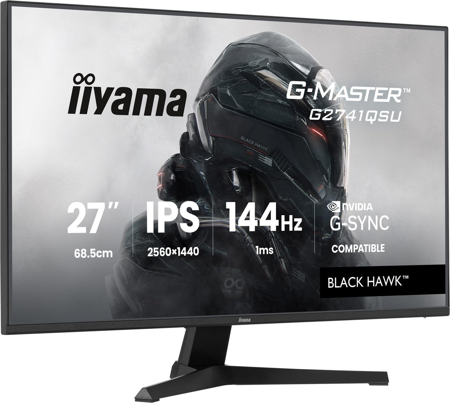 IIYAMA 27WIDE LCD, G-Master Black Hawk, 2560 x 1440, QHD  144 Hz IPS panel, LED Bl., USB-Hub(2xOut v2.0),  350 cd/m², 1500:1 Static Contras