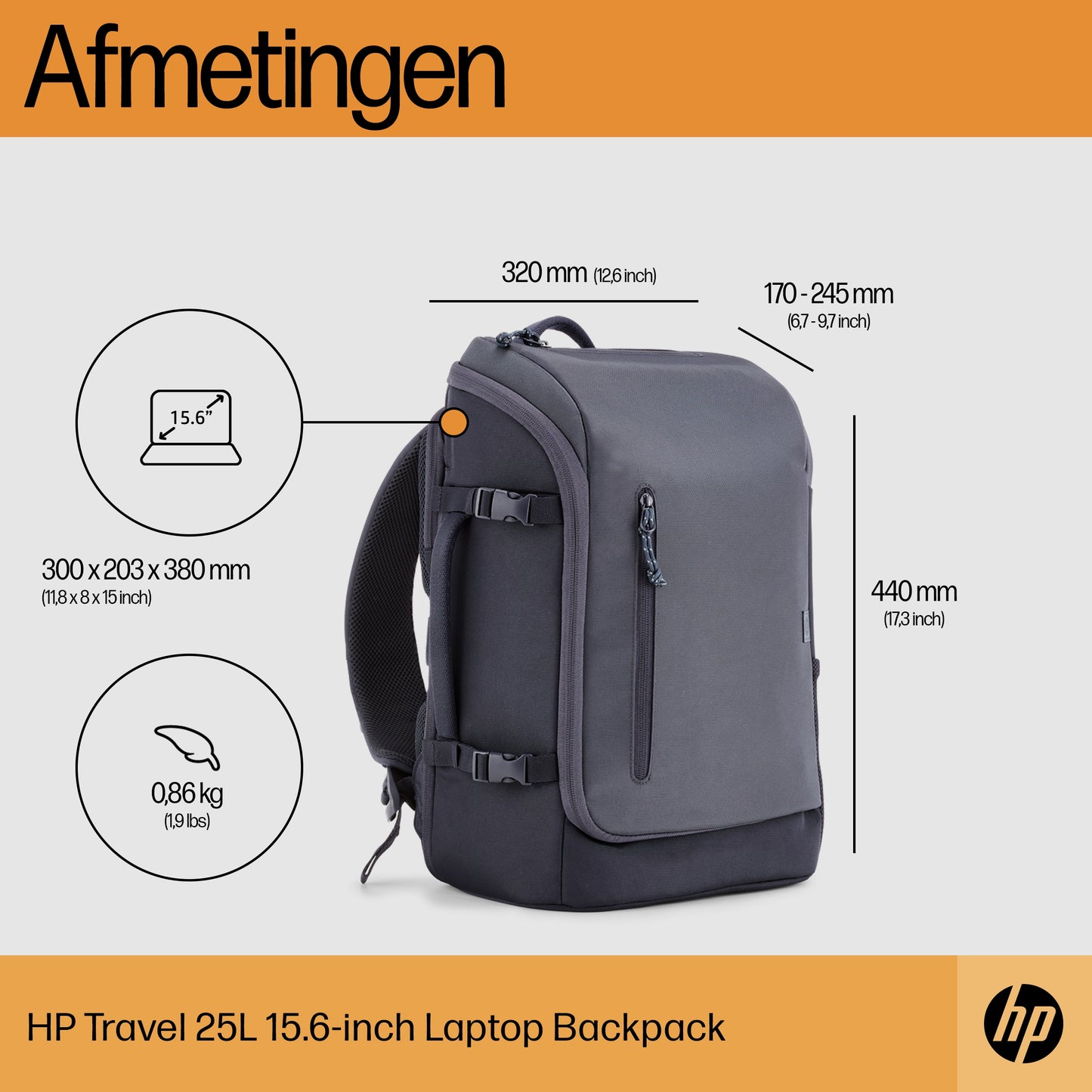 HP Travel 25L 15.6 IGR Laptop Backpack 6H2D8AA
