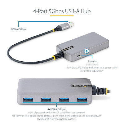 4-Port USB Hub 5Gbps Bus Powered 5G4AB-USB-A-HUB