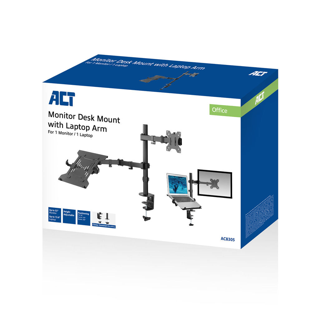 ACT Monitorarm met laptophouder, 1 scherm