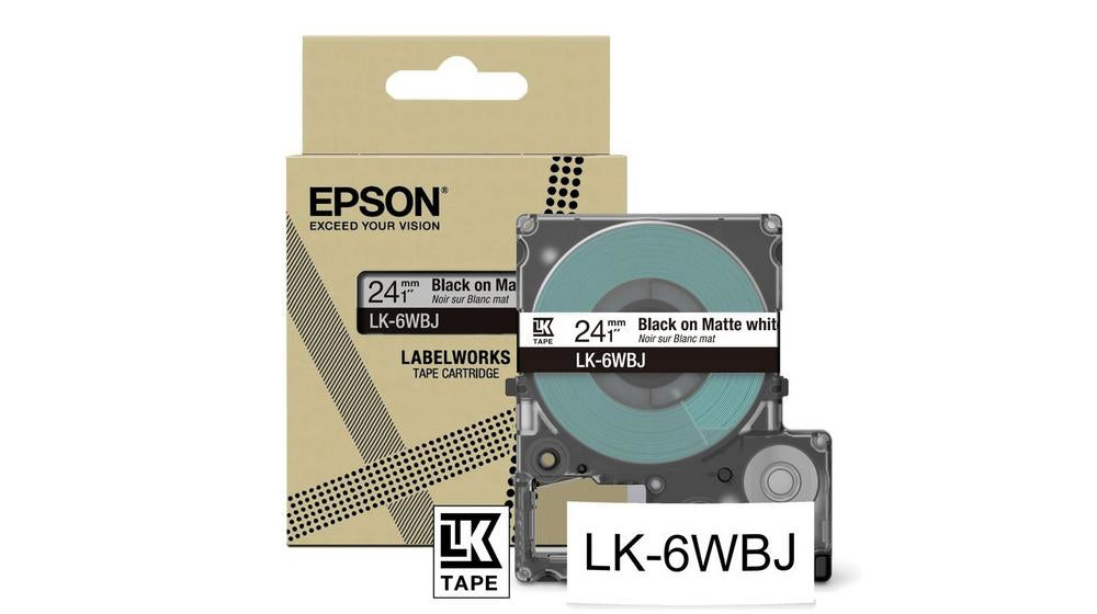 Epson Matte White/Black 24mm LK-6WBJ C53S672064