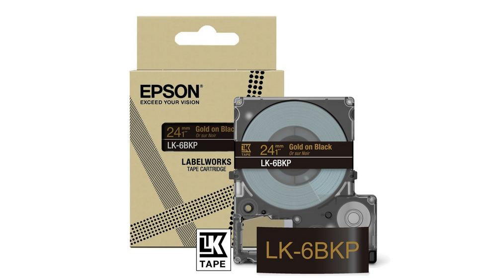 Epson Metallic Black/Gold 24mm LK-6BKP C53S672096
