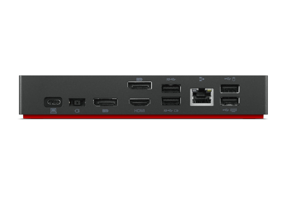 Lenovo ThinkPad Universal USB-C Dock 3840x2160 @ 60 Hz (Max)  2 x DisplayPort, 1x HDMI  3 x USB 3.2 Gen 2, 2 x USB 2.0, 1 x USB-C  1 x Gigab