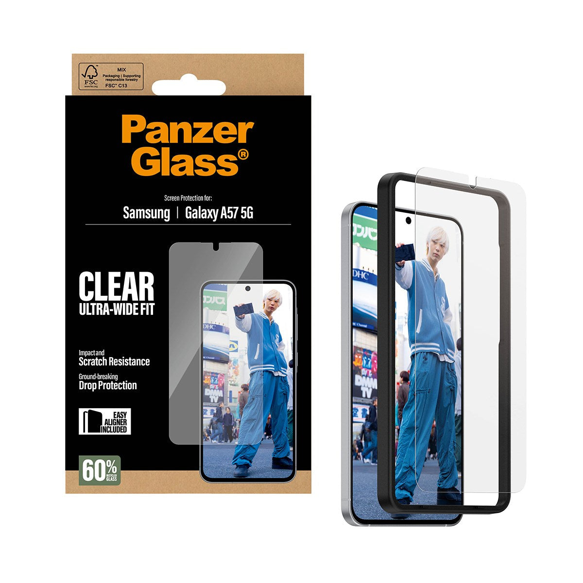 PanzerGlass Screen Protector Ultra-Wide Fit - Clear - Samsung Galaxy A57 5G