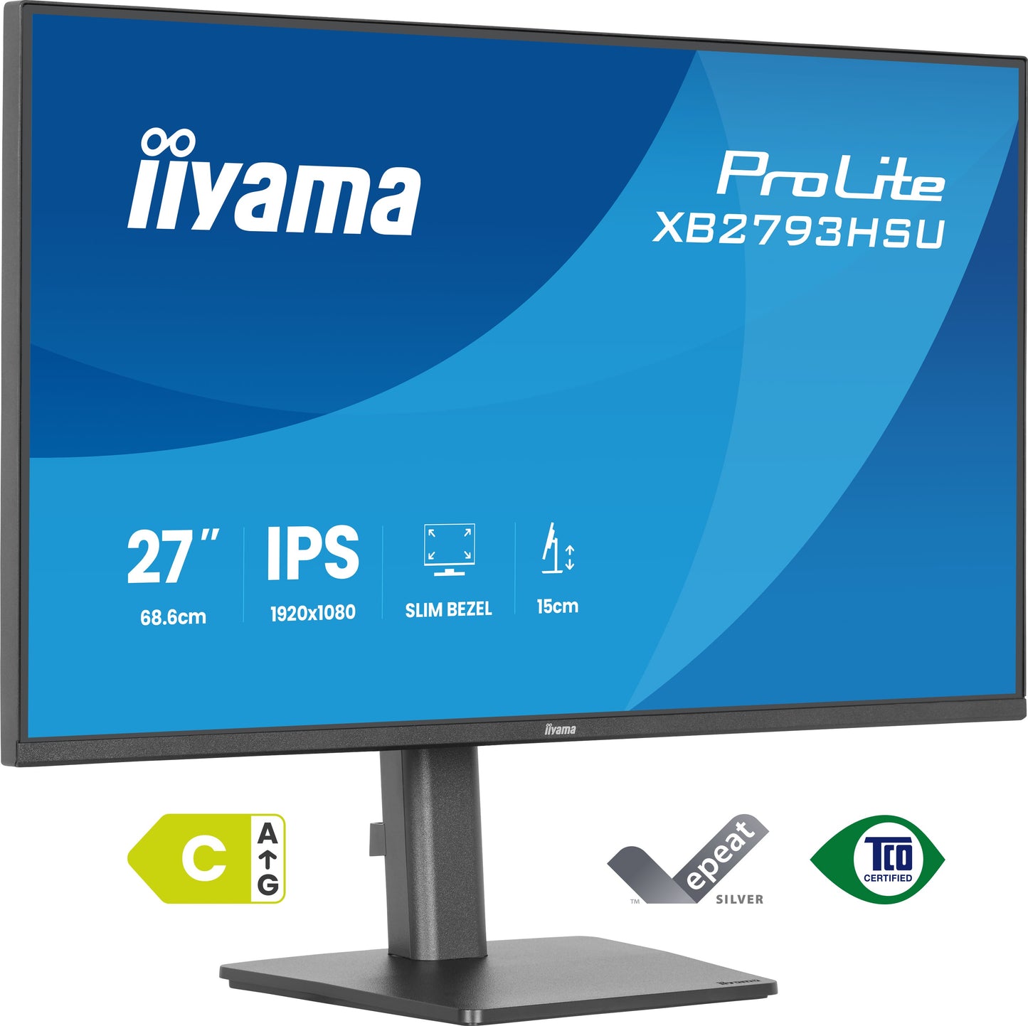 IIYAMA XB2793HSU-B1 27inch IPS FHD 120Hz 350cd/m2 1ms 1500:1 HDMI DP Speakers 2xUSB 2.0 Speakers 15cm Height Adj.