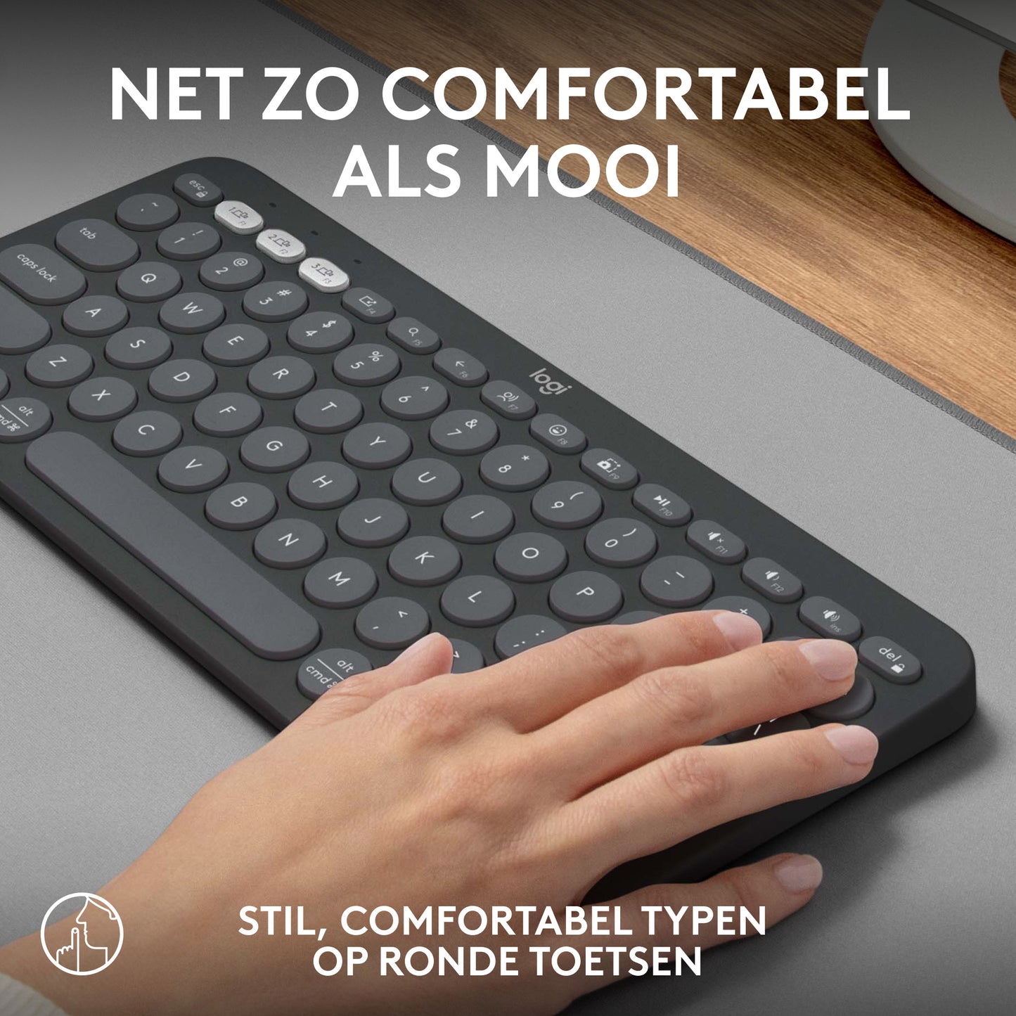Logitech Pebble Keys 2 K380s Wireless Keyboard - USB Interface - French - AZERTY Layout - Graphite
