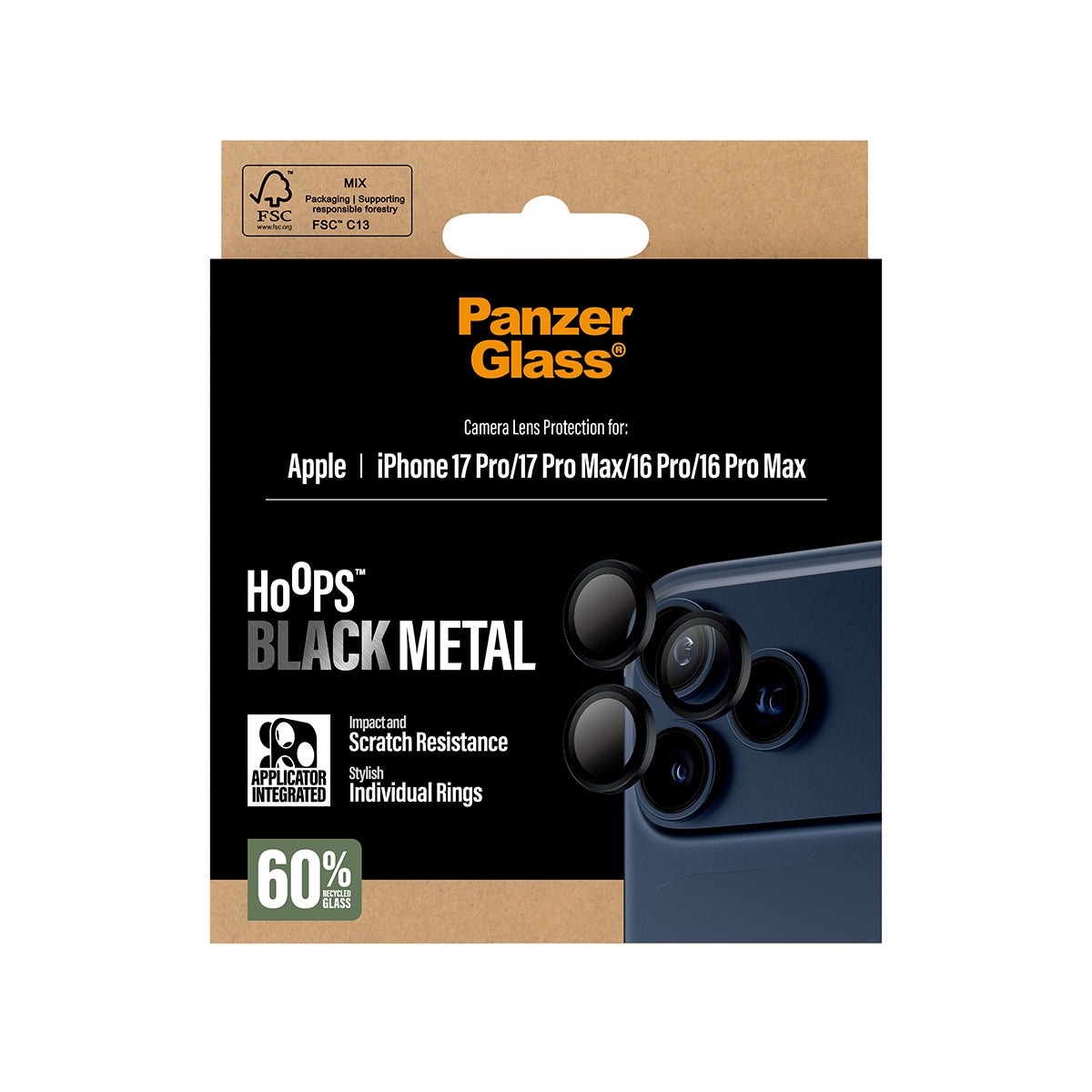 PanzerGlass Hoops Lens Protector - Zwart - voor iPhone 17 Pro/17 Pro Max