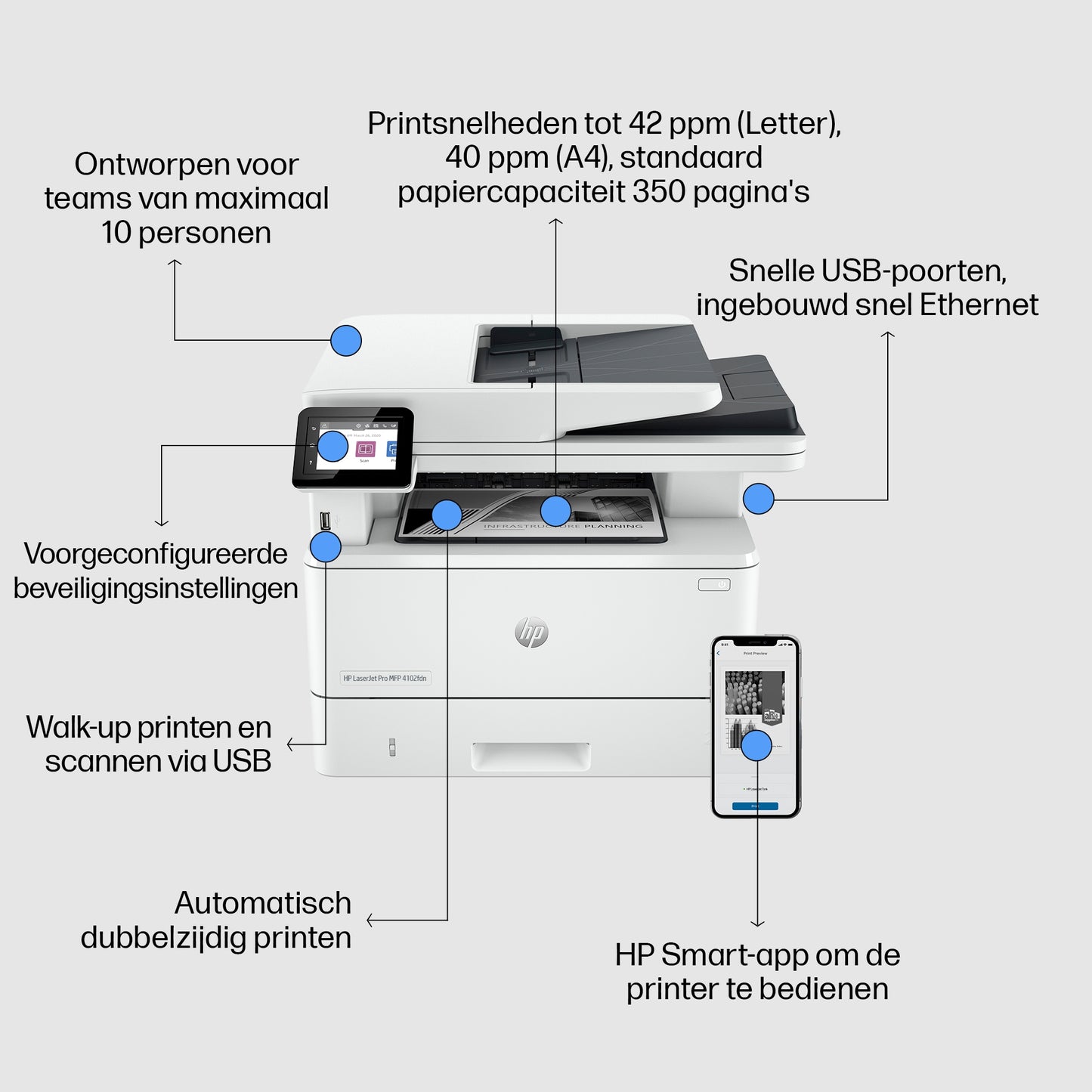 HP LASERJET PRO MFP 4102FDN PRINTER 2Z623F#B19