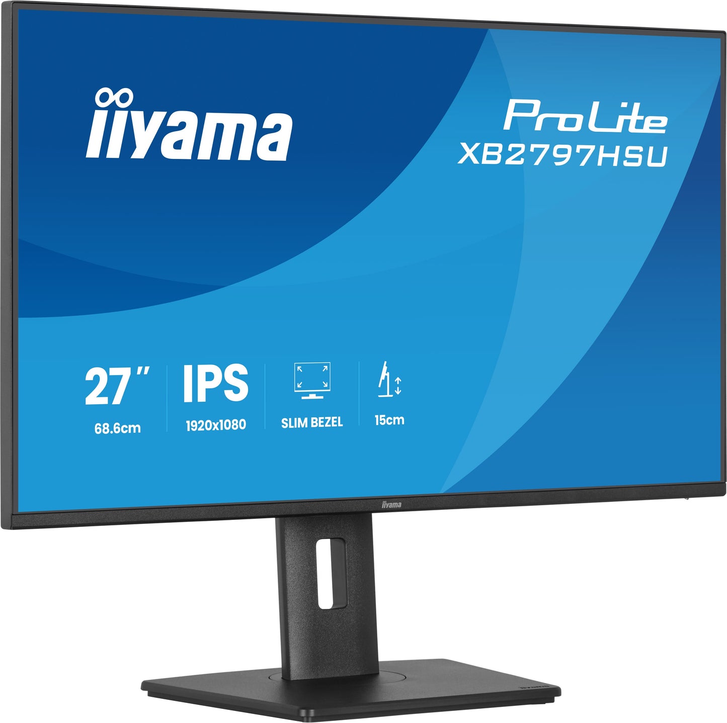 IIYAMA 27inch IPS-panel 1920x1080 120Hz EyeComfort 15cm Height Adj. Stand 350cd/m2 Speakers HDMI DisplayPort 1ms MPRT USB 2x