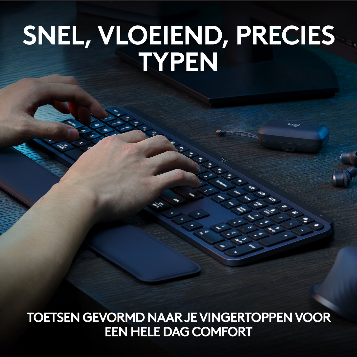 Logitech MX Keys S draadloos toetsenbord, BE Azerty, verlicht, Bluetooth, USB C oplaadbaar, voor Windows PC, Linux, Chrome, Mac