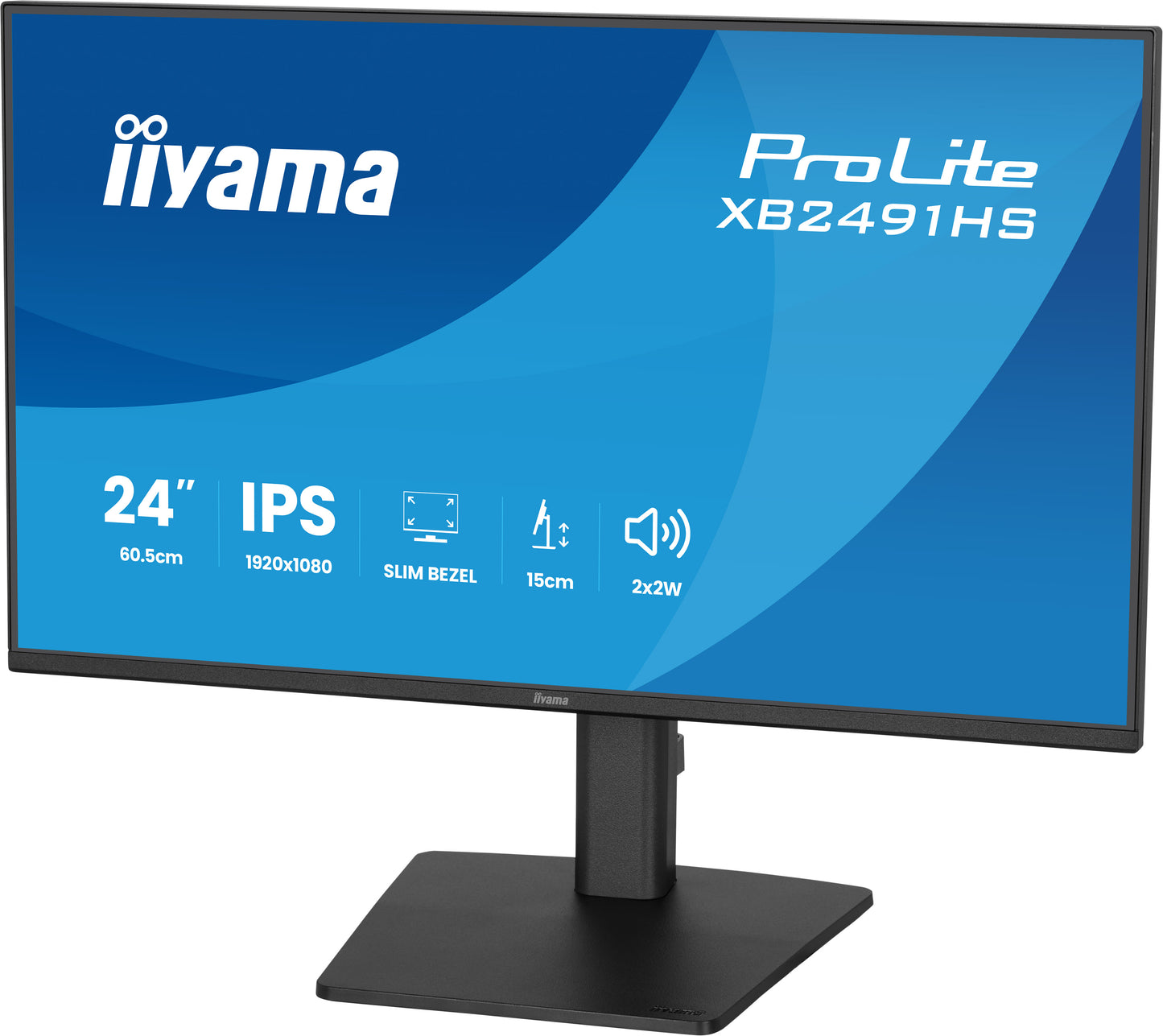 Iiyama Prolite XB2491HS-B1 24WIDE LCD, 1920 x 1080, 120 Hz IPS panel, LED Bl., Adaptive Sync, Pivot, Height Adjust.(15cm), 350 cd/m², 1500: