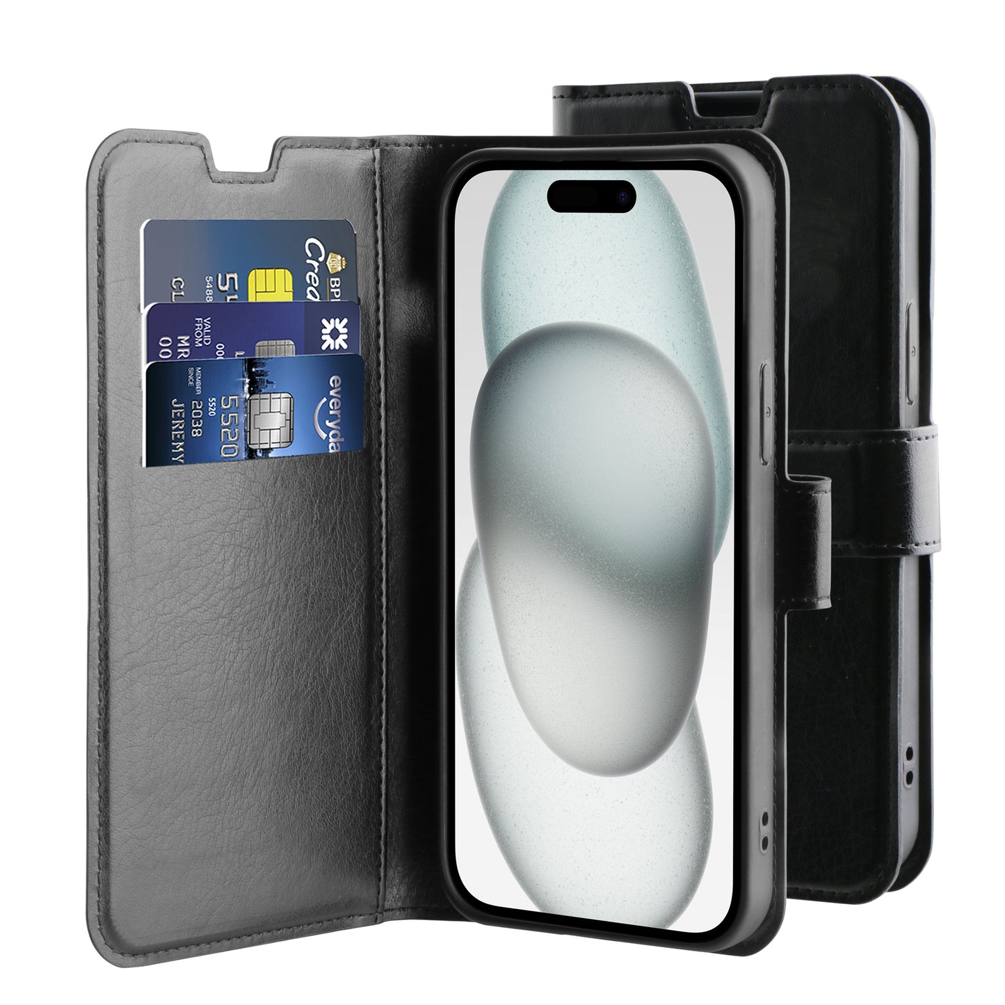 BeHello iPhone 15 Plus Gel Wallet Case ECO Black