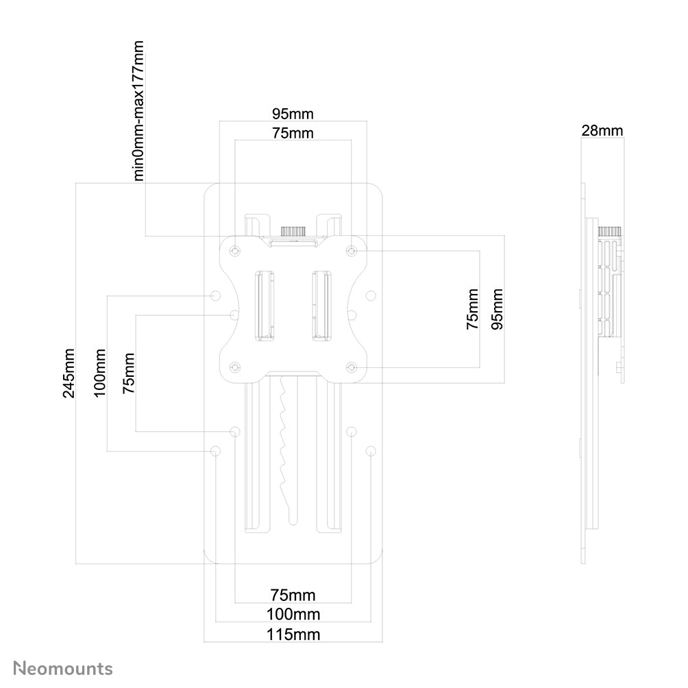 Height Adjustable Adapter (assembly on VESA 75/100)