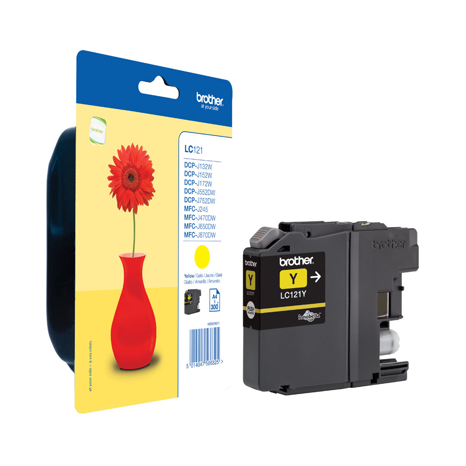 LC-121 inktcartridge geel standard capacity 300pagina's 1-pack blister zonder alarm