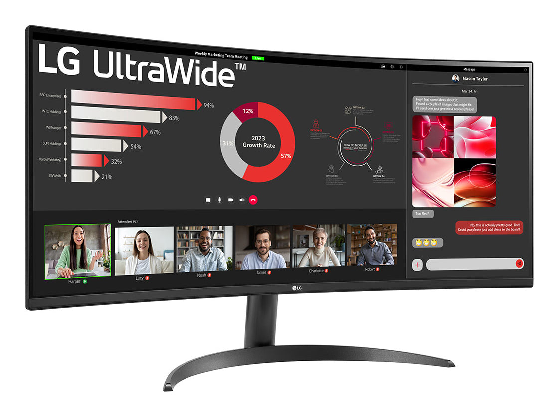 LG 34WR50QC-B.AEU 34inch VA Curved UW QHD 21:9 100Hz 3000:1 300cd/m 5ms 2xHDMI 2.0 DP HDR10 AMD FreeSync Black