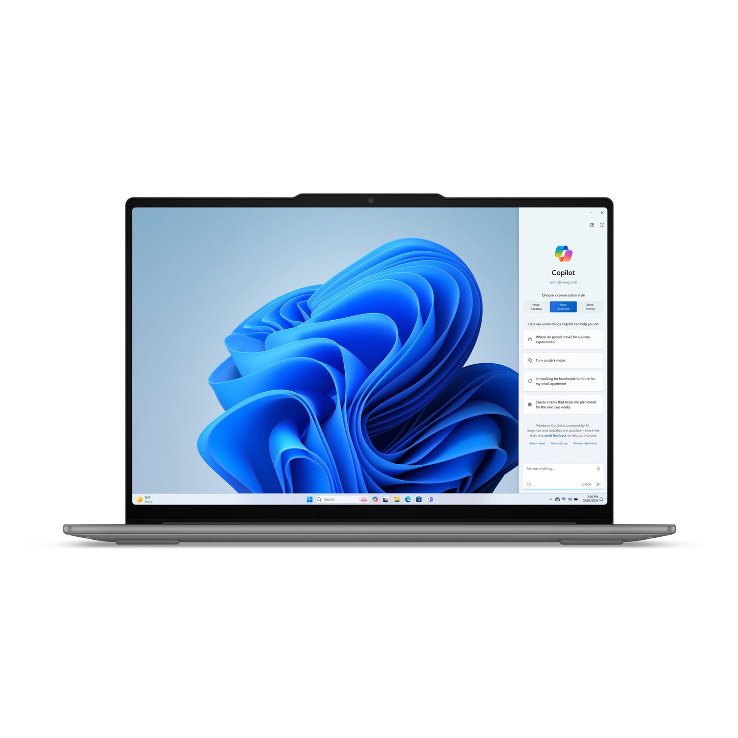 Lenovo Yoga Slim 7 15ILL10, 15.3 2.8K OLED, Intel Core Ultra 7 258V, 47 NPU TOPS, 32GB, 1TB PCIe NVMe SSD, Intel Arc Graphics 140V, W11H, G