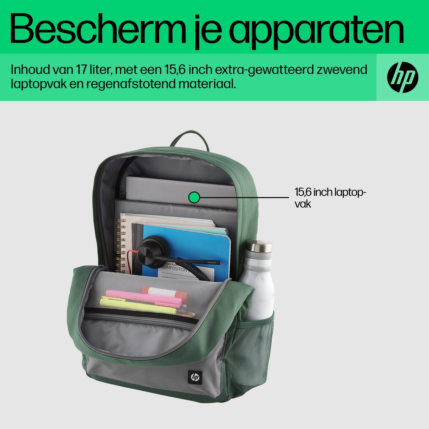 HP Campus Green Backpack