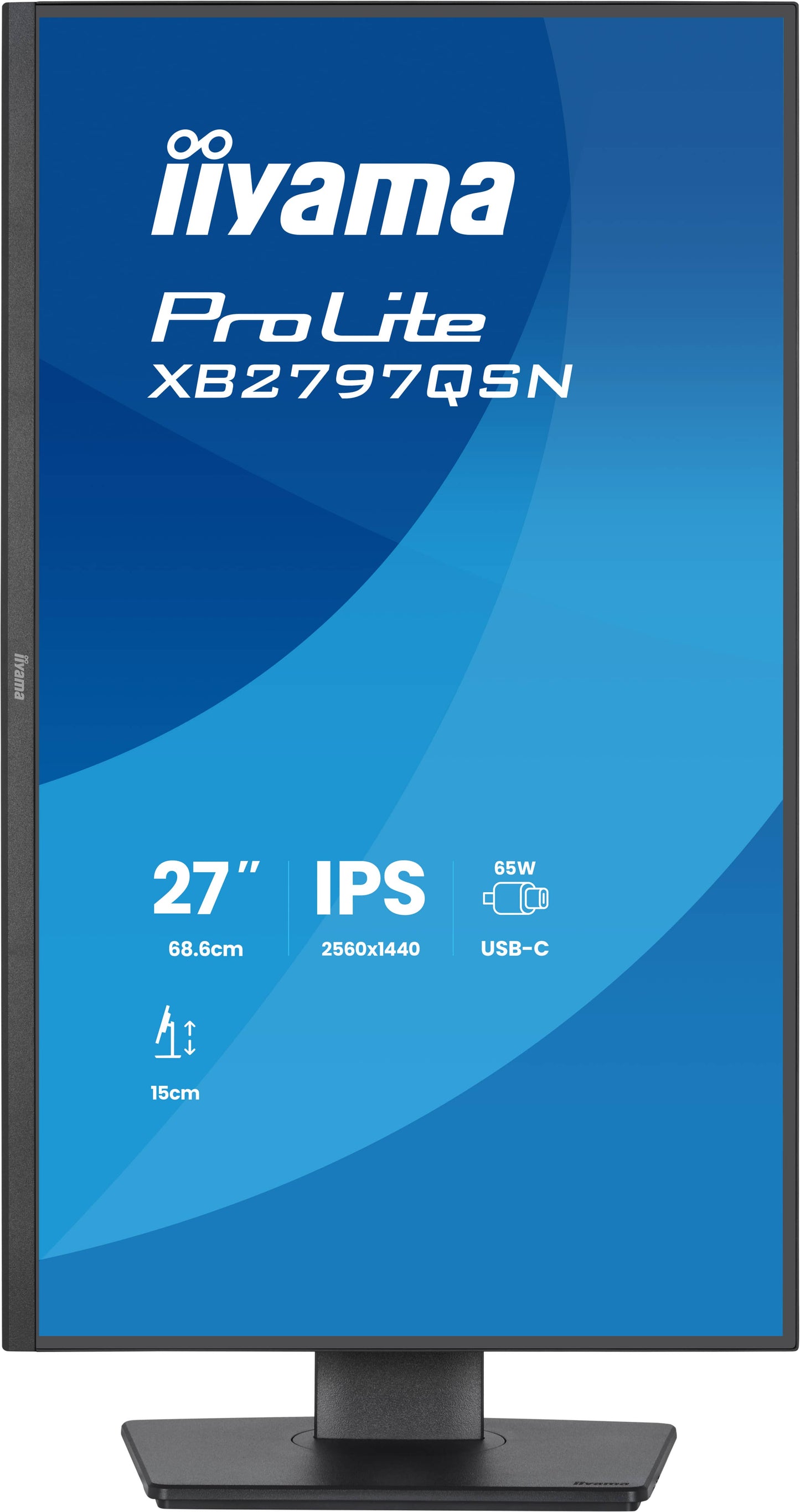 Iiyama Prolite XB2797QSN-B1 27WIDE LCD, 2560 x 1440 QHD, IPS panel, LED Bl., Adaptive Sync, USB-Hub (2xOut v3.2 +2xUSB-C(7,5 Watt)), Pivot,