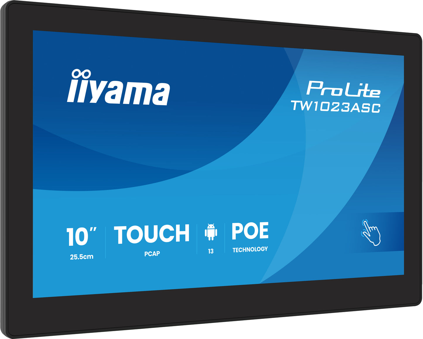 IIYAMA 10,1 LCD Panel-PC with Android and PoE, Projective Capacitive Bezel Free 10-Points Touch Screen, 1280 x 800, IPS panel, LED Bl., Fla