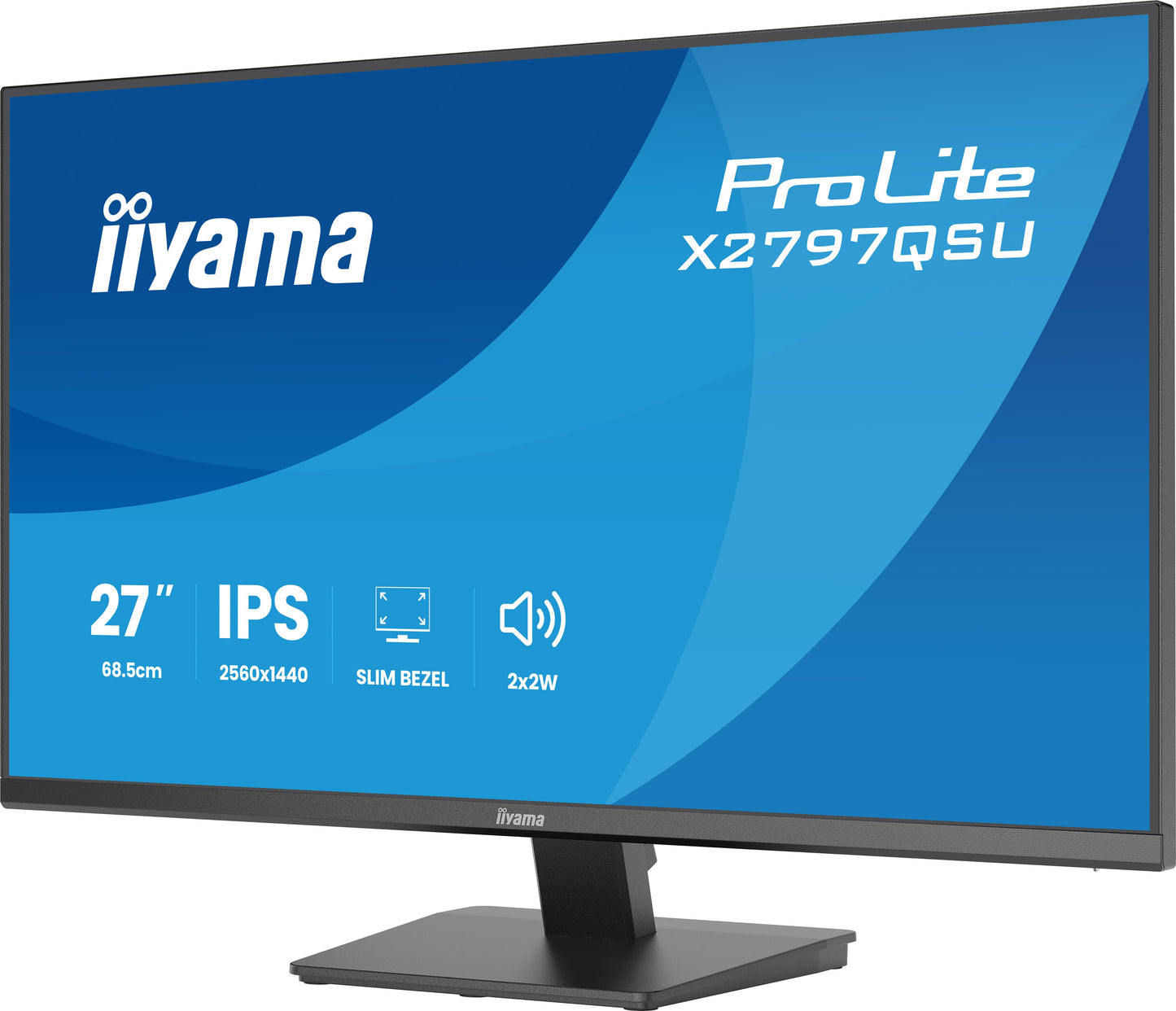 IIYAMA X2797QSU-B1 27inch IPS QHD 4-side slim bezel EyeComfort 350cd/m2 4ms Speakers 2x HDMI DP 2xUSB 3.2 2xUSB Type-C