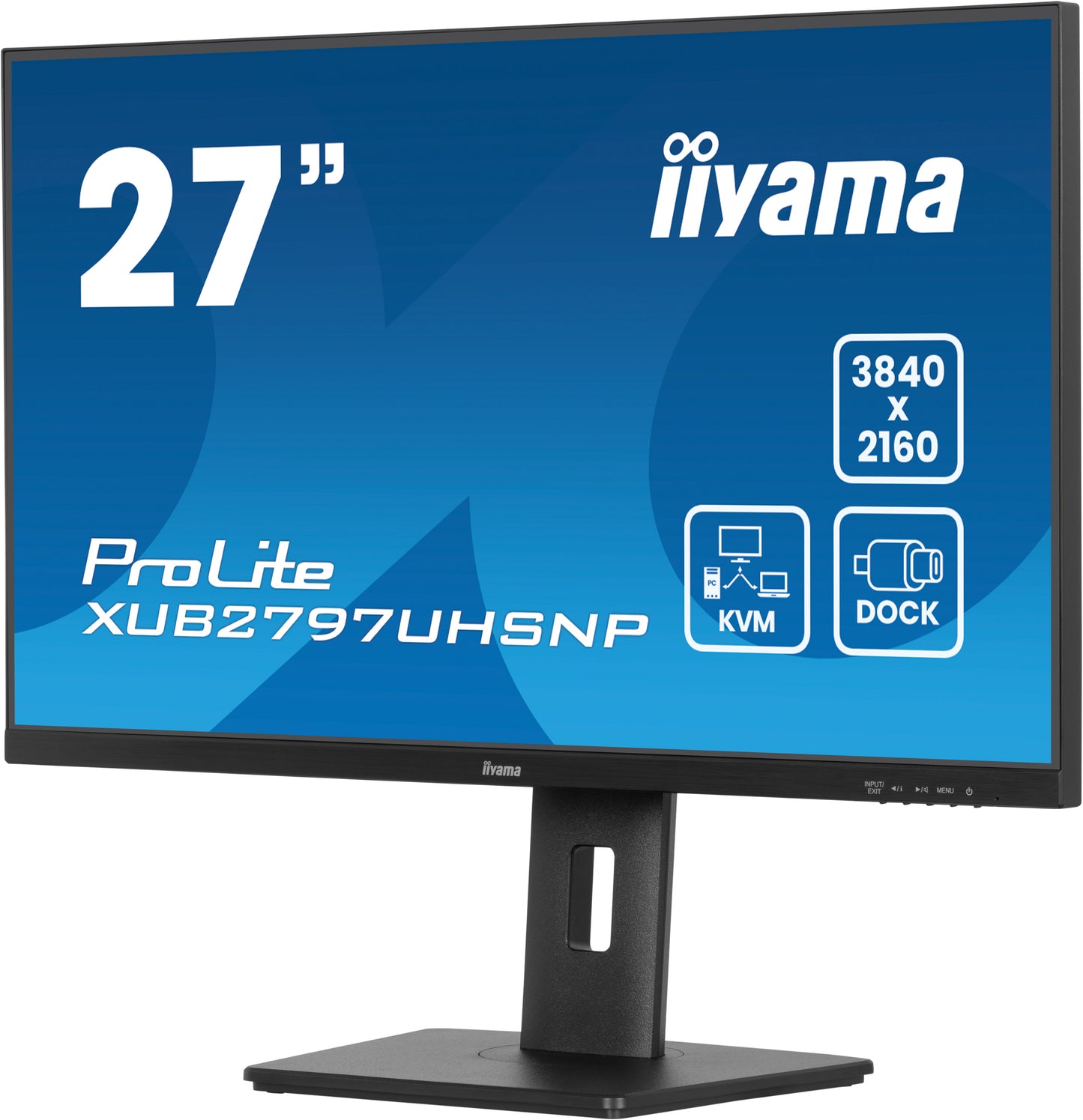 IIYAMA XUB2797UHSNP-B1 27inch IPS UHD 350cd/m2 4ms 15cm height adj. Stand HDMI DP USB-C Dock LAN Speakers