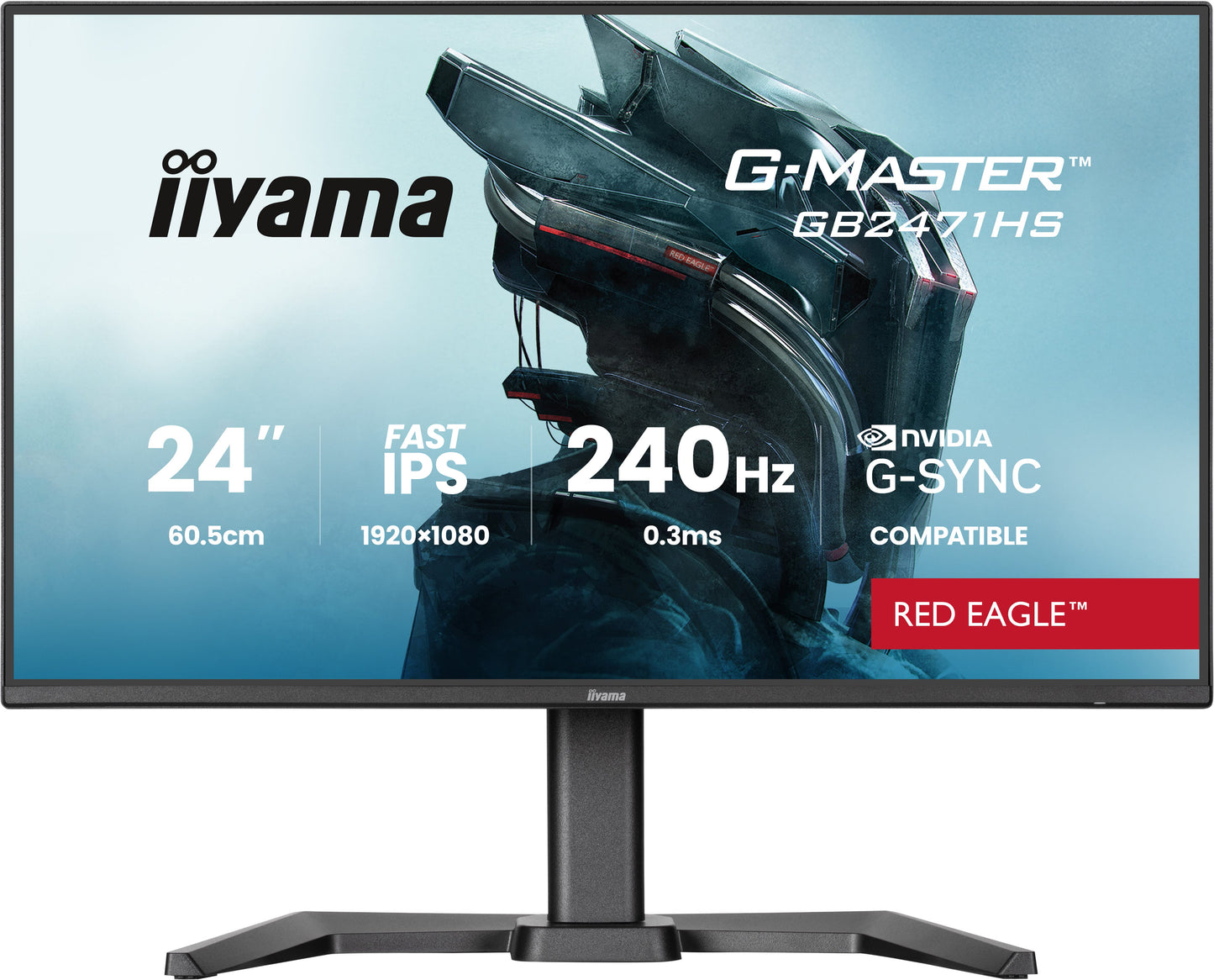 IIYAMA 24WIDE LCD, G-Master Red Eagle, 1920 x 1080, 240 Hz Fast IPS panel, LED Bl., Pivot, Height Adjust.(15cm), 350 cd/m², 1000:1 Static C