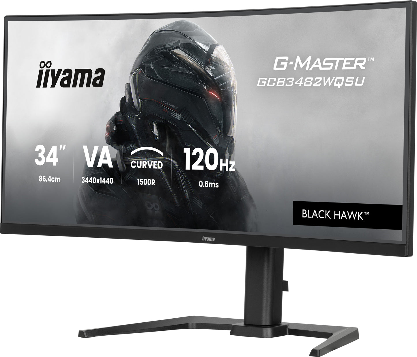 IIYAMA 34WIDE LCD, G-Master Black Hawk, 3440 x 1440, UWQHD Curved VA panel, LED Bl., FreeSync  Premium (DisplayPort), USB-Hub (2xOut v3.2 +