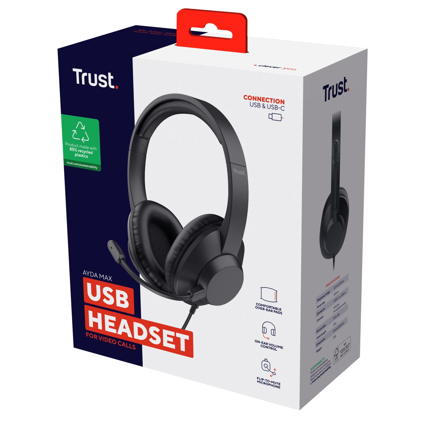 Trust AYDA MAX USB HEADSET Zwart