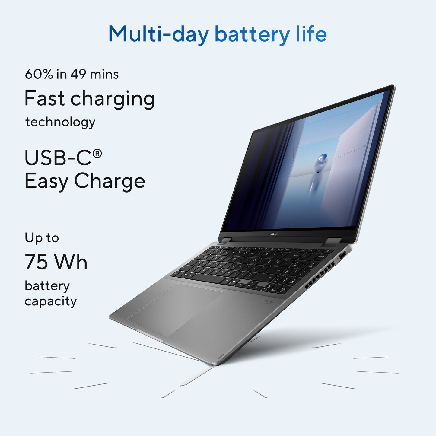 ASUS Vivobook 16 Flip, 16inch 3K OLED TOUCH, Intel Ultra 7 285V, 32GB, 1TB PCIe NVMe SSD, Intel Arc Graphics, Grijs, W11 Home