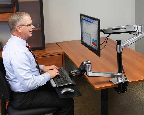LX HD Sit-Stand Desk Mount LCD Arm Poli 45-384-026