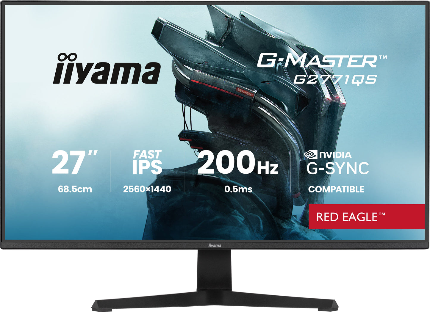 IIYAMA 27WIDE LCD, G-Master Red Eagle, 2560 x 1440, QHD 200 Hz Fast IPS panel, LED Bl., 350 cd/m², 1200:1 Static Contrast, 80.000.000:1 ACR