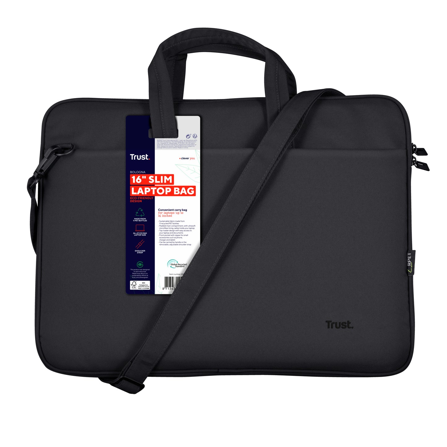 TRUST BOLOGNA LAPTOP BAG 16 ECO BLACK