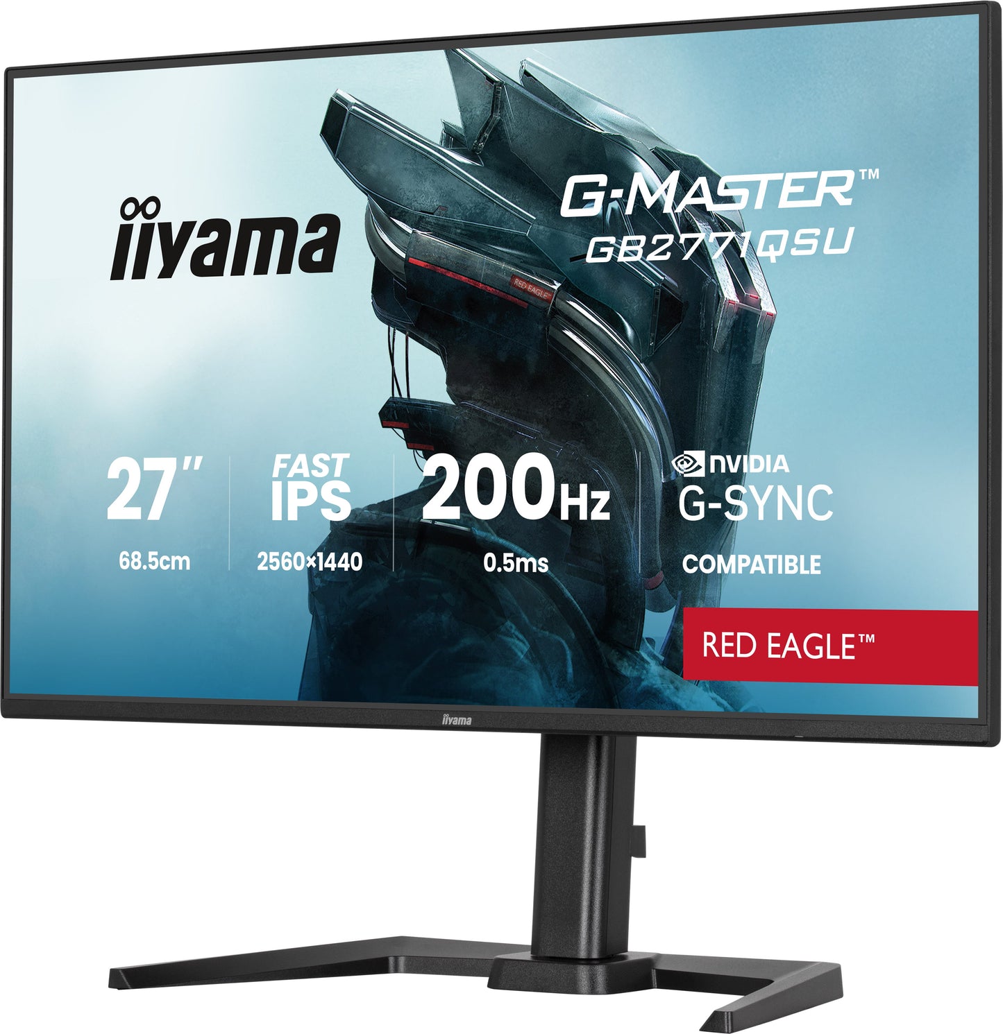IIYAMA 27WIDE LCD, G-Master Red Eagle, 2560 x 1440, QHD 200 Hz Fast IPS panel, LED Bl., USB-Hub), Pivot, Height Adjust.(15cm), 350 cd/m², 1