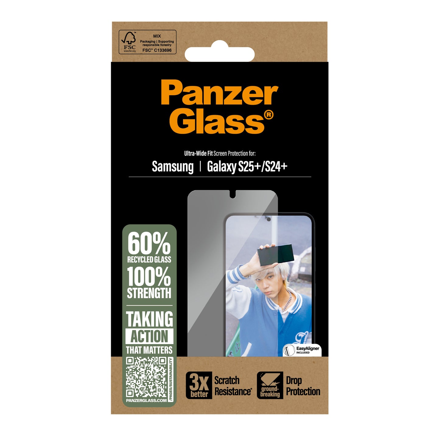 PanzerGlass ScreenProtector UltraWide Fit - Clear - voor Samsung Galaxy S25 Plus