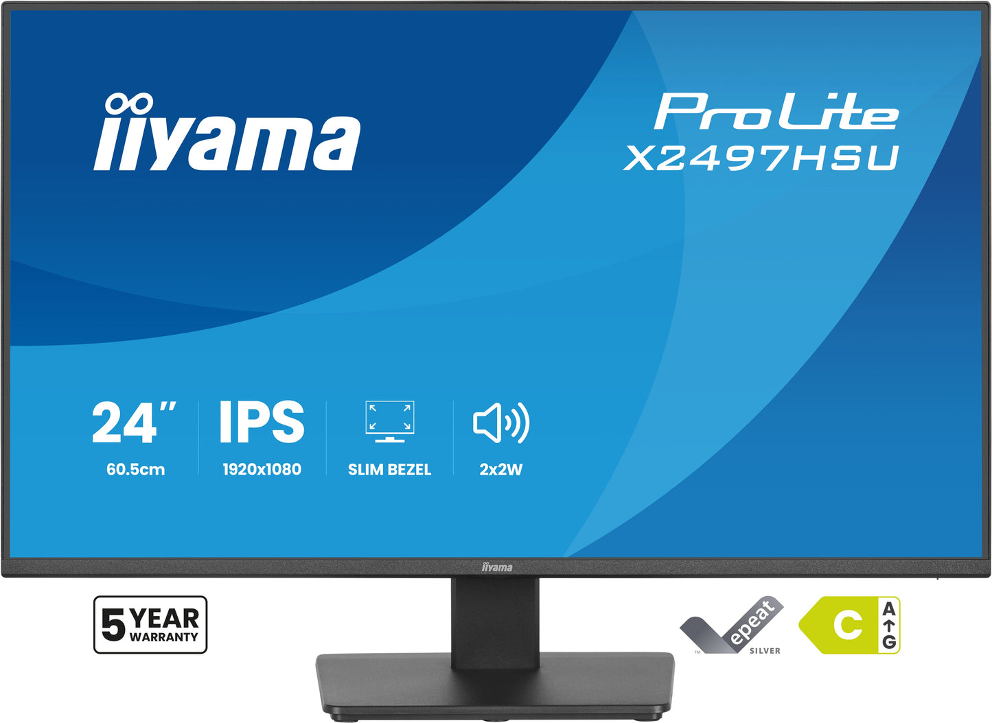 IIYAMA 24inch IPS-panel 1920x1080 120Hz EyeComfort 350cd/m2 Speakers HDMI DisplayPort 1ms MPRT USB 2x 3.2+2x C