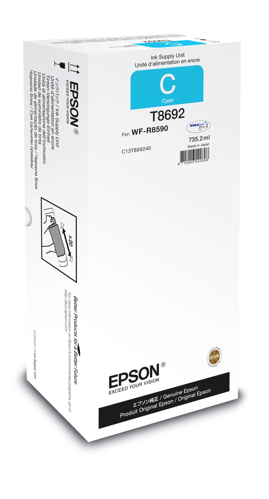 EPSON WorkForce Pro WF-R8590 Cyan XXL Ink Supply Unit